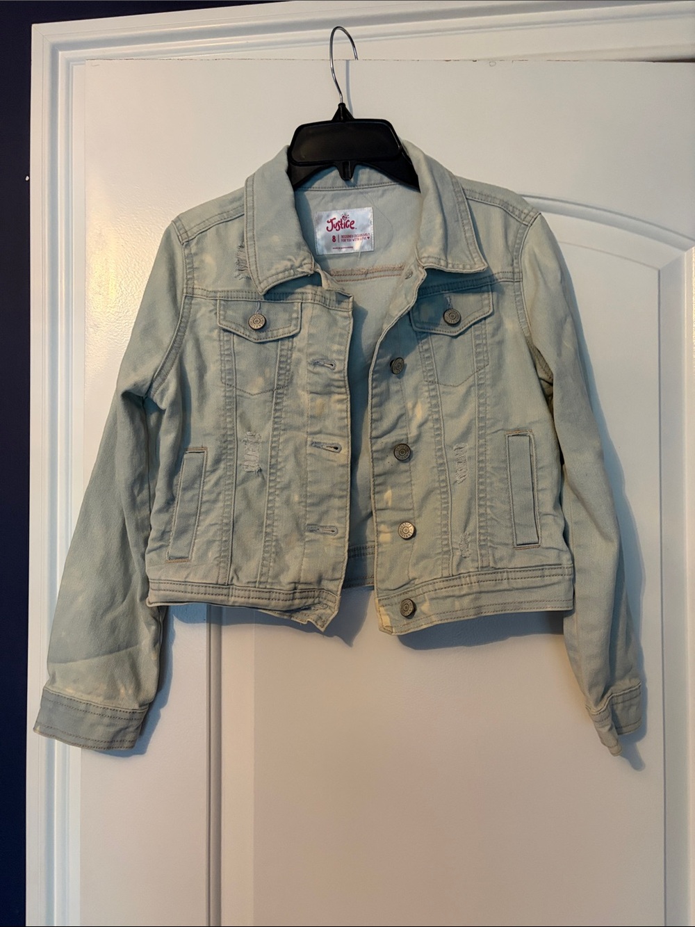Justice Cropped Denim Jacket - Light Blue